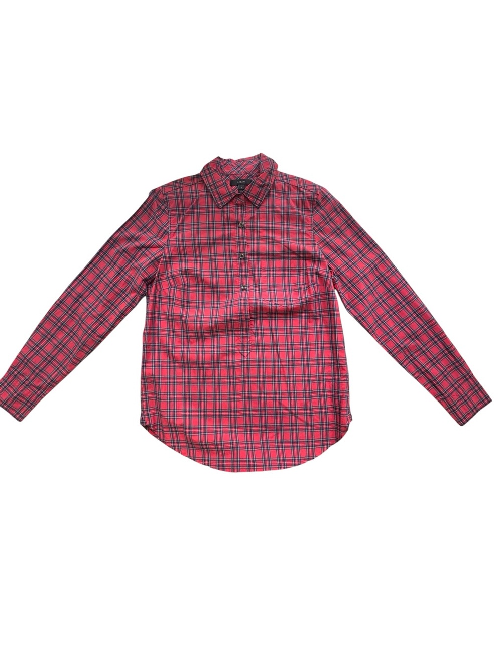 NWT J. Crew Red Plaid Cotton Button-Down Shirt Sz 2